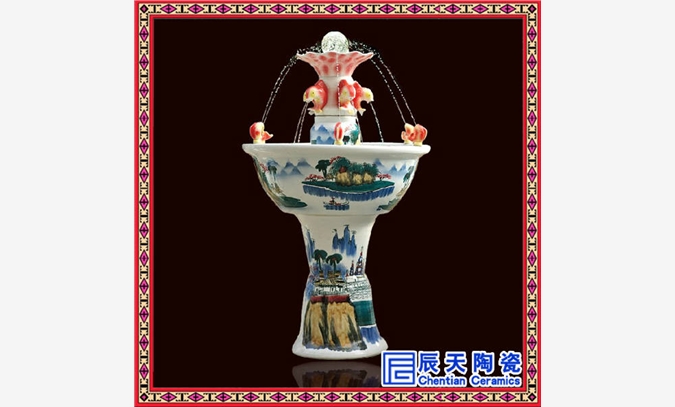 陶瓷喷泉 景德镇青花瓷喷泉