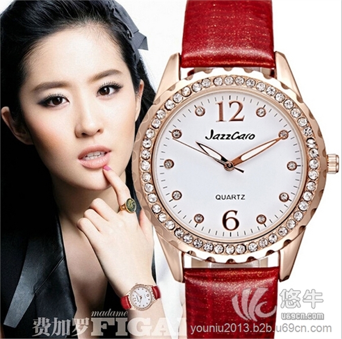 正品韩国时尚女士镶钻手表