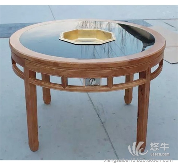 橡木桌镶嵌钢化玻璃火锅桌电磁炉餐图1