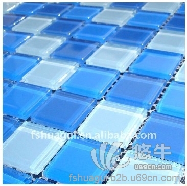 游泳池瓷砖 蓝色水晶玻璃马赛克